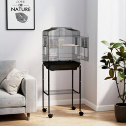 Pawhut Bird Cage For Budgie Finch Canary Parakeet W/ Stand Tray Black - thumbnail 7