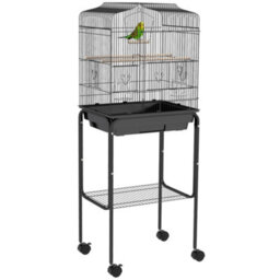 Pawhut Bird Cage For Budgie Finch Canary Parakeet W/ Stand Tray Black - thumbnail 2