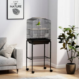 Pawhut Bird Cage For Budgie Finch Canary Parakeet W/ Stand Tray Black