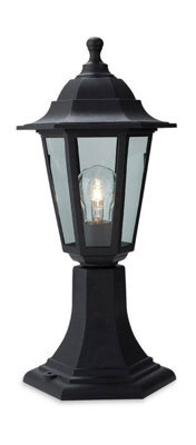 Luminosa Lighting Luminosa Malmo 1 Light Pedstal Lantern - Pillar Black Resin Ip44, E27