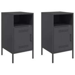 Berkfield Bedside Cabinets 2 Pcs Black 36X39X68 Cm Steel - thumbnail 2