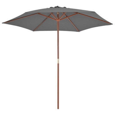 Berkfield Elegant Outdoor Parasol With Wooden Pole 270 Cm Anthracite - image 1