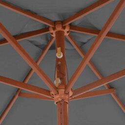 Berkfield Elegant Outdoor Parasol With Wooden Pole 270 Cm Anthracite - thumbnail 5