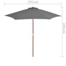 Berkfield Elegant Outdoor Parasol With Wooden Pole 270 Cm Anthracite - thumbnail 6