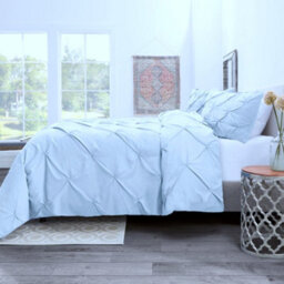 TheWhiteWater Limited Pintuck Duvet Cover Set + Matching Pillowcases, Hand Stitches Quilt Bedding Set - Duck Egg - thumbnail 3