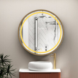 Royal Bathrooms Avenza 800 X 800mm Brushed Brass Frontlit Led Cabinet Illuminated Bathroom Mirror With Demister Pad & Touch Sensor - thumbnail 2