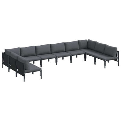 Berkfield Compact Garden Sofa Set 10 Pcs Anthracite Steel - image 1