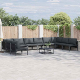 Berkfield Compact Garden Sofa Set 10 Pcs Anthracite Steel - thumbnail 2