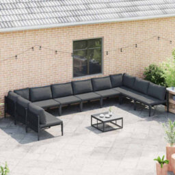 Berkfield Compact Garden Sofa Set 10 Pcs Anthracite Steel - thumbnail 3