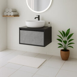 Plum&clay Declan Black & Concrete Wall Mounted Vanity Unit With Black Countertop Set (W)600mm (H)400mm - thumbnail 2