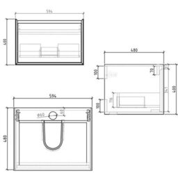 Plum&clay Declan Black & Concrete Wall Mounted Vanity Unit With Black Countertop Set (W)600mm (H)400mm - thumbnail 4
