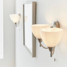 Anson Lighting Royal 2Lt Wall Light Finished In Satin Chrome Plate And Matt Opal Glass - thumbnail 4