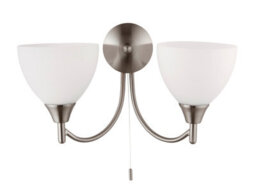 Anson Lighting Royal 2Lt Wall Light Finished In Satin Chrome Plate And Matt Opal Glass - thumbnail 3