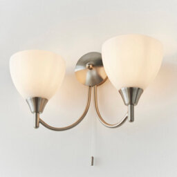 Anson Lighting Royal 2Lt Wall Light Finished In Satin Chrome Plate And Matt Opal Glass