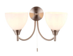 Anson Lighting Royal 2Lt Wall Light Finished In Satin Chrome Plate And Matt Opal Glass - thumbnail 2
