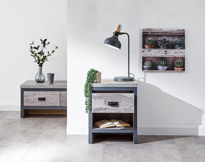 Gfw Boston 1 Drawer Lamp Table Grey - image 1