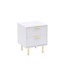MMT Funiture Designs White mmt Bedside Table, 2 Drawers, White/black With Gold Legs, 42Cm Wide Chest - thumbnail 3