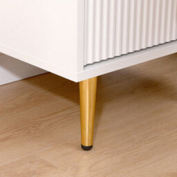MMT Funiture Designs White mmt Bedside Table, 2 Drawers, White/black With Gold Legs, 42Cm Wide Chest - thumbnail 4