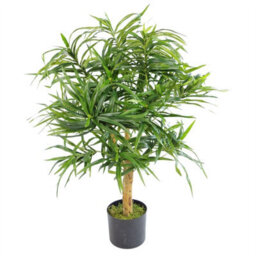 Leaf Artificial Ficus Tree Plant Green Dracaena 100Cm Wood Trunk - thumbnail 1