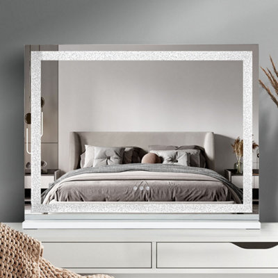 Emitto Tabletop Touch Led Vanity Mirror Crystal Usb Makeup 80X62Cm Large - image 1