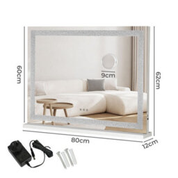 Emitto Tabletop Touch Led Vanity Mirror Crystal Usb Makeup 80X62Cm Large - thumbnail 4