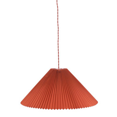 Valuelights Akira Burnt Orange Hanging Pendant Ceiling Light With Pleated Lampshade - Led Bulb Included - image 1