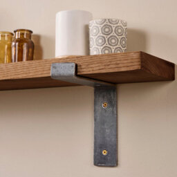 Off The Grain Wood Shelf With Lipped Brackets - 40Cm Oak Shelf With Walnut Finish - thumbnail 5