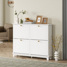 Wyld Haus Zisuka White Slim Shoe Cupboard With 4 Flip Drawers - Holds 16 Pairs, Painted Mdf - thumbnail 3