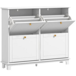 Wyld Haus Zisuka White Slim Shoe Cupboard With 4 Flip Drawers - Holds 16 Pairs, Painted Mdf - thumbnail 2