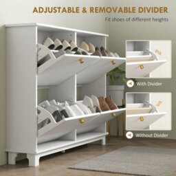 Wyld Haus Zisuka White Slim Shoe Cupboard With 4 Flip Drawers - Holds 16 Pairs, Painted Mdf - thumbnail 6