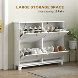 Wyld Haus Zisuka White Slim Shoe Cupboard With 4 Flip Drawers - Holds 16 Pairs, Painted Mdf - thumbnail 5