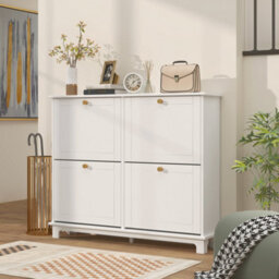 Wyld Haus Zisuka White Slim Shoe Cupboard With 4 Flip Drawers - Holds 16 Pairs, Painted Mdf - thumbnail 8