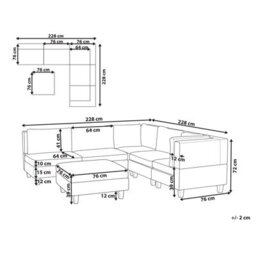Beliani Modular Corner Sofa 5 Seater Unstad Fabric Light Beige With Ottoman Left Hand - thumbnail 3