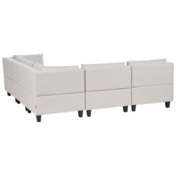 Beliani Modular Corner Sofa 5 Seater Unstad Fabric Light Beige With Ottoman Left Hand - thumbnail 5