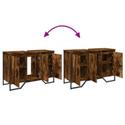 Berkfield Bathroom Sink Cabinet Smoked Oak 91X35X60 Cm Engineered Wood - thumbnail 9