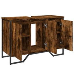 Berkfield Bathroom Sink Cabinet Smoked Oak 91X35X60 Cm Engineered Wood - thumbnail 8