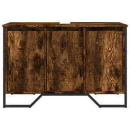 Berkfield Bathroom Sink Cabinet Smoked Oak 91X35X60 Cm Engineered Wood - thumbnail 4