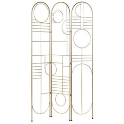 Beliani 3 Panel Room Divider Turania Gold 100 Cm 170 Cm