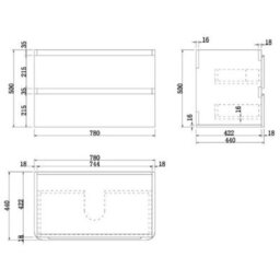 Affine Bathroom Cloakroom Vanity Unit Countertop Wash Basin Wall Hung Grey 800mm - thumbnail 2