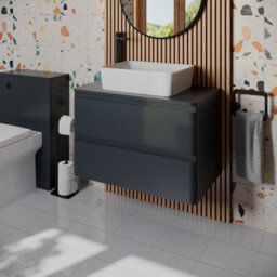 Affine Bathroom Cloakroom Vanity Unit Countertop Wash Basin Wall Hung Grey 800mm - thumbnail 1