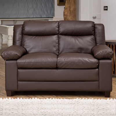 Standish 156Cm Wide Brown 2 Seat Bonded Leather Sofa With Removable Arm Cushions And Back Rests