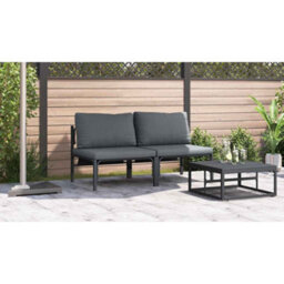 Berkfield Outdoor Furniture With Cushion 2 Pcs Anthracite Steel - thumbnail 4