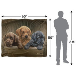 Wild Wings Silky Puppies Supersoft Blanket Brown/black (One Size) - thumbnail 5