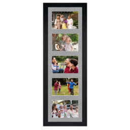 AK Frames 26X8 Black Modern Multi Photo Frame With Silver Mount - Holds 5 Apertures (5X) 6X4 Photos - thumbnail 1