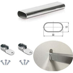 MKGT Set Of 4X 60Cm Oval Chrome Wardrobe Rail Clothes Hanging Hanger Pole Tube For Closet Organizer - thumbnail 2