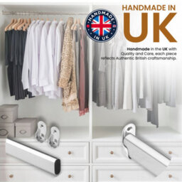 MKGT Set Of 4X 60Cm Oval Chrome Wardrobe Rail Clothes Hanging Hanger Pole Tube For Closet Organizer - thumbnail 6
