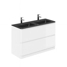 Plum&clay Marvel Gloss White Floor Standing Bathroom Vanity Unit With Grey Glass Basin (W)1200mm - thumbnail 2