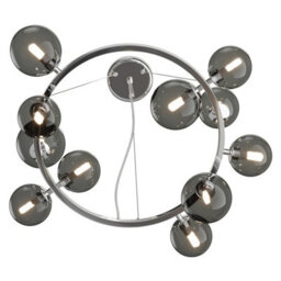 Luminosa Lighting Luminosa Maytoni Dallas Modern 1 Globe Pendant Ceiling Light Chrome, Smoky Shade, G9 - thumbnail 4