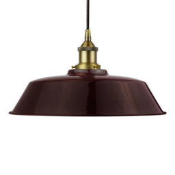 Burgundy Red Chancery Painted Dome Pendant Light With Matt Antique Brass Lamp Holder And Black Round Cable - Se Home