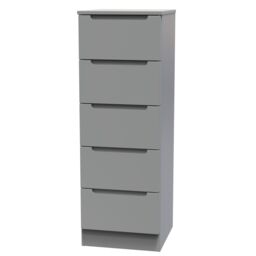 Messina Ready Assembled Matt Grey No Effect 5 Drawer Bedside Chest (H)1067mm (W)370mm (D)390mm - thumbnail 2